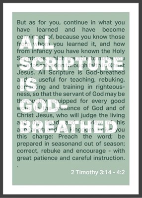 All Scripture Is God Breathed - 2 Timothy 3:16 A4 - Green (Poster)