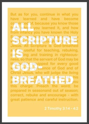 All Scripture Is God Breathed - 2 Timothy 3:16 A4 - Yellow (Poster)