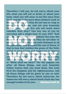 Do Not Worry - Matthew 6 - A3 Print - Blue (Poster)