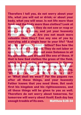 Do Not Worry - Matthew 6 - A3 Print - Coral (Poster)