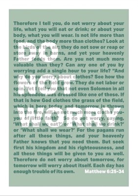 Do Not Worry - Matthew 6 - A3 Print - Green (Poster)