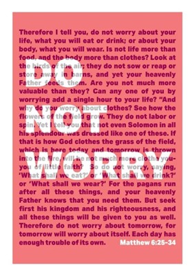 Do Not Worry - Matthew 6 - A4 Print - Coral (Poster)