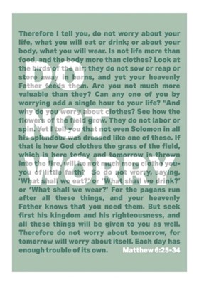 Do Not Worry - Matthew 6 - A4 Print - Green (Poster)