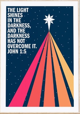 Light Shines In The Darkness, The - John 1:5 - A3 Print (Poster)