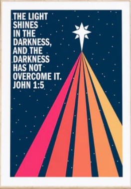 Light Shines In The Darkness, The - John 1:5 - A4 Print (Poster)