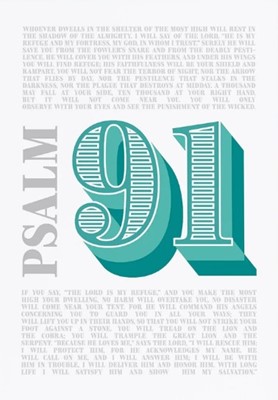 Psalm 91 - Modern Christian Typographic - A3 Print - Green (Poster)