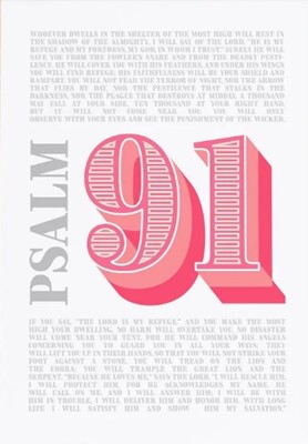 Psalm 91 - Modern Christian Typographic - A4 Print - Bubble (Poster)