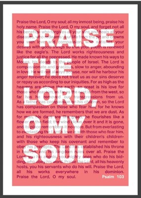 Praise The Lord, O My Soul - Psalm 103 - A3 Print - Coral (Poster)