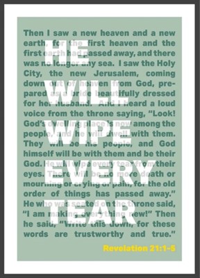 He Will Wipe Every Tear - Revelation 21 - A3 Print - Green (Poster)