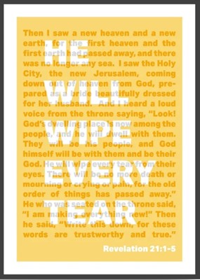He Will Wipe Every Tear - Revelation 21 - A3 Print - Yellow (Poster)