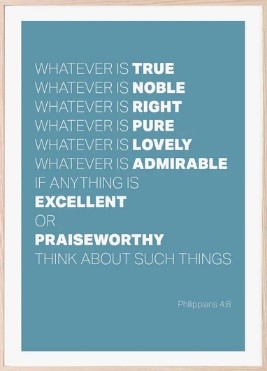 Whatever Is True - Philippians 4:8 - A3 Print - Blue (Poster)