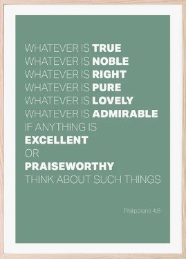 Whatever Is True - Philippians 4:8 - A3 Print - Green (Poster)