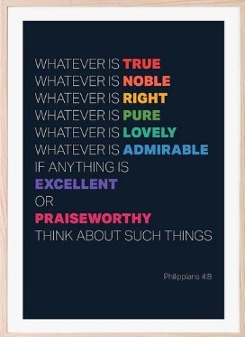 Whatever Is True - Philippians 4:8 - A3 Print - Rainbow (Poster)