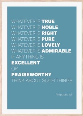 Whatever Is True - Philippians 4:8 - A4 Print - Blue (Poster)