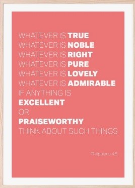 Whatever Is True - Philippians 4:8 - A4 Print - Coral (Poster)