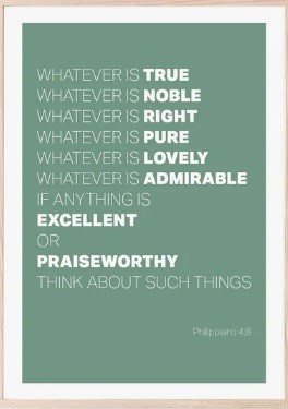 Whatever Is True - Philippians 4:8 - A4 Print - Green (Poster)