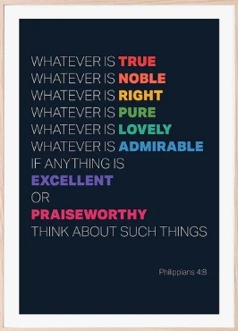 Whatever Is True - Philippians 4:8 - A4 Print - Rainbow (Poster)