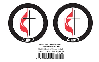 United Methodist Cross & Flame Clergy Static Cling (Pkg of 2 (Miscellaneous Print)