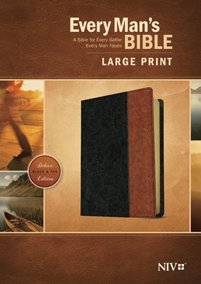 NIV Every Man's Bible Large Print, Tutone Black/Tan (Imitation Leather)