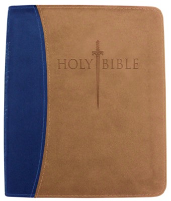 Kjver Thinline Bible/Large Print-Blue/Tan Ultrasoft Indexed (Imitation Leather)