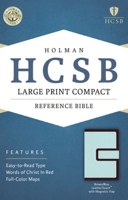 HCSB Large Print Compact Bible, Brown/Blue Leathertouch With (Imitation Leather)