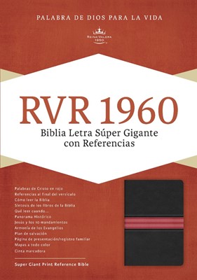 RVR 1960 Biblia Letra Súper Gigante, negro/rojo en piel fabr (Bonded Leather)
