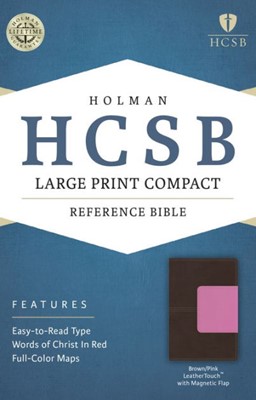 HCSB Large Print Compact Bible, Brown/Pink Leathertouch With (Imitation Leather)
