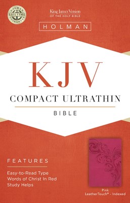 KJV Compact Ultrathin Bible, Pink Leathertouch, Indexed (Imitation Leather)