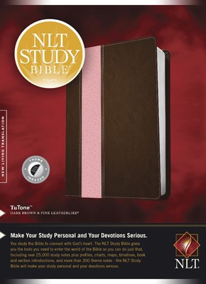 NLT Study Bible Tutone Dark Brown/Pink, Indexed (Imitation Leather)