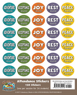 VBS 2018 Rolling River Rampage Attendance Stickers (Stickers)