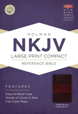 NKJV Large Print Compact Reference Bible, Saddle Brown (Imitation Leather)