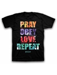 T-Shirt Pray Obey Love Repeat Adult Small