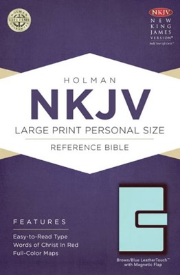 NKJV Large Print Personal Size Reference Bible, Brown/Blue (Imitation Leather)