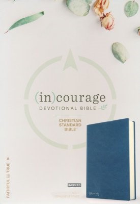CSB (in)courage Devotional Bible, Navy Leather, Indexed (Leather Binding)