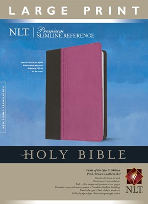 NLT Premium Slimline Reference Bible, Large Print Pink/Brown (Imitation Leather)