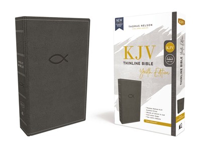 KJV Thinline Bible, Youth Edition, Gray, Red Letter (Imitation Leather)