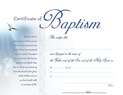 Baptism White Clouds Certificate (Pack of 6) (Certificate)