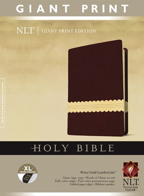 NLT Holy Bible, Giant Print, Wine/Gold, Indexed (Imitation Leather)