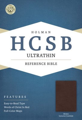 HCSB Ultrathin Reference Bible, Brown Genuine Cowhide (Genuine Leather)