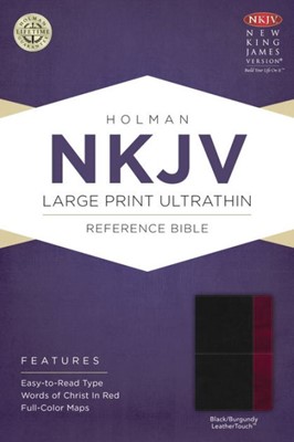 NKJV Large Print Ultrathin Reference Bible, Black/Burgundy (Imitation Leather)