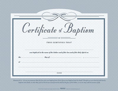 Baptism Certificate (Pack of 6) (Certificate)