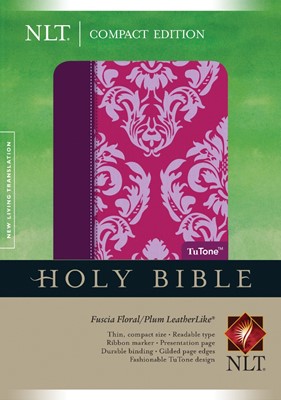 NLT Compact Bible Tutone Fuchsia Floral/Plum (Imitation Leather)