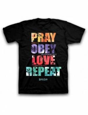 T-Shirt Pray Obey Love Repeat Adult Medium