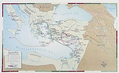 Abingdon Bible Land Map--The Roman World and Paul's Journeys (Miscellaneous Print)