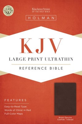 Kjv Large Print Ultrathin Reference Bible, Brown Genuine Cow (Leather Binding)