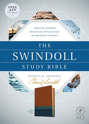 The NLT Swindoll Study Bible Brown/Teal/Blue (Imitation Leather)