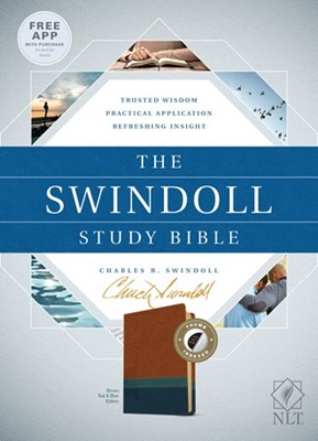 The NLT Swindoll Study Bible Brown/Teal/Blue, Indexed (Imitation Leather)