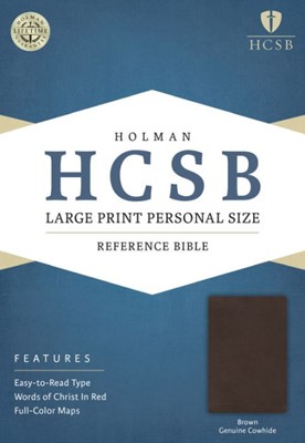 HCSB Large Print Personal Size Bible, Brown Genuine Cowhide (Genuine Leather)