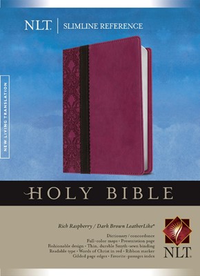 NLT Slimline Reference Bible Raspberry/Dark Brown (Imitation Leather)