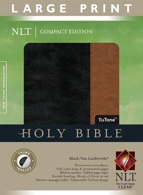 NLT Compact Edition Bible Large Print, Blacl/Tan, Indexed (Imitation Leather)